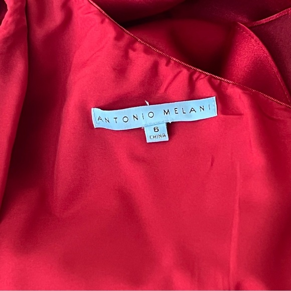 ANTONIO MELANI Red Asymmetrical One-Shoulder Cocktail Dress - Picture 10 of 12